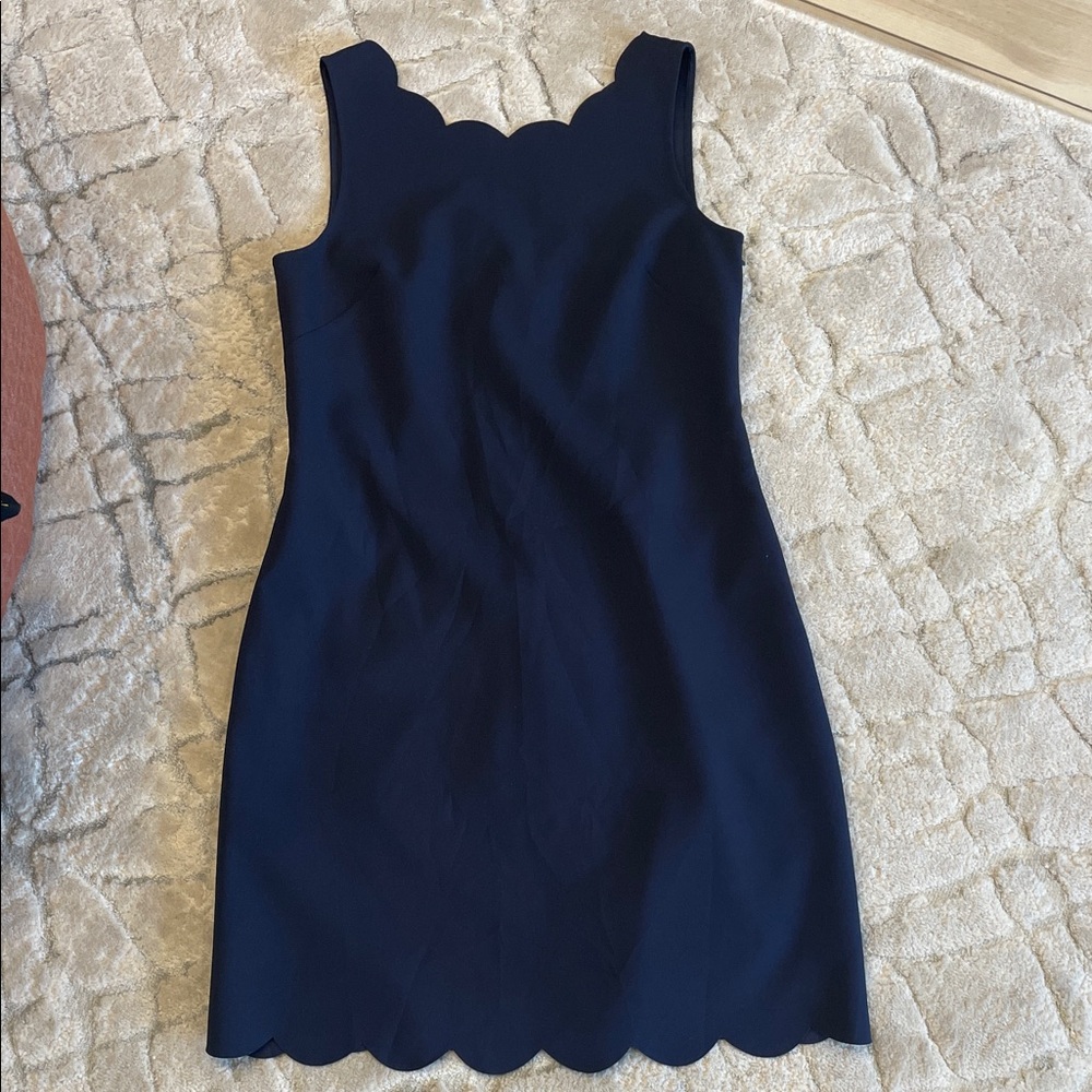 J. Crew Navy Scalloped Mini Dress size 6